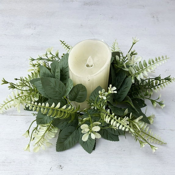 Boovnll Christmas Candle Rings, Artificial Berries Pine Small Christmas Wreath for Candle, Cup, Vase, Wedding Party Tabletop Centerpiece Decor, Christmas Decorations