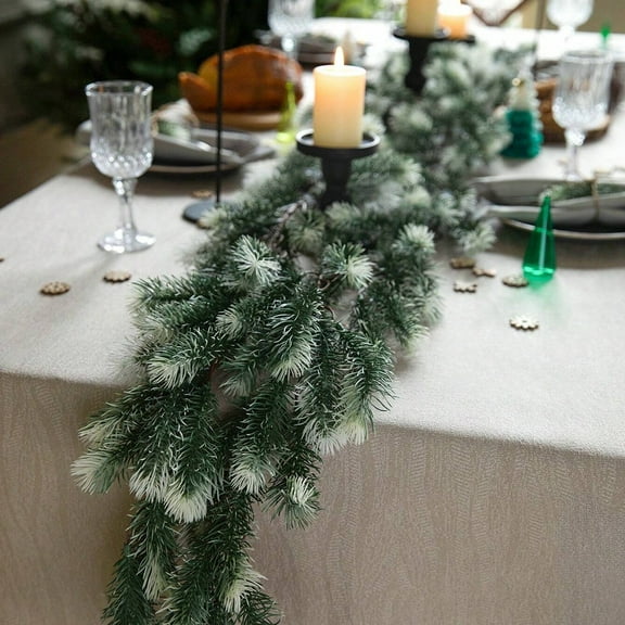 Boovnll Christmas Garland, 6.5FT Realistic Artificial Garlands Green Pine Garland Christmas Decorations for Holiday Mantel, Table, Staircase, Fireplace, Wall, Indoor Outdoor Party Decor, Garland