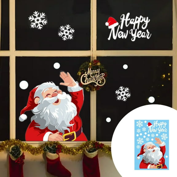 Boovnll Christmas Window Clings, Santa Claus Stickers Set Window Decor, Christmas Stickers for Winter Holiday Indoor Wall Door Glass Party Decor Supplies, Christmas Decorations