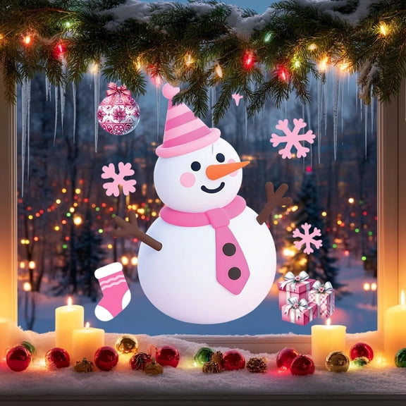 Boovnll Christmas Window Clings, Snowman Stickers Window Decor, Christmas Stickers for Winter Holiday Indoor Wall Door Glass Party Decor Supplies, Christmas Decorations