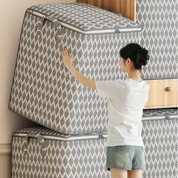 Boovnll Clothes Storage Bins with Lids, 150L Extra Large Capacity Storage Bags with Reinforced Handles & Zipper for Bedroom Comforters, Blankets, Clothes Organizer, Storage and Organization