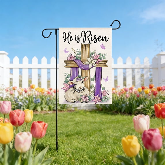 Boovnll Easter Garden Flag, Double Sided Happy Easter Bunny Welcome Garden Flag Decor Easter Flag for Outdoor Yard Sign Decor, Easter Decorations, 12x18"