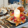 thumbnail image 1 of Boovnll Fall Candle Rings, Artificial Pumpkins Maple Leaves Mini Wreath Thanksgiving Day Candle Rings Fall Wreath for Candle Cup Vase Party Tabletop Fall Decor, Fall Decorations for Home, 1 of 8