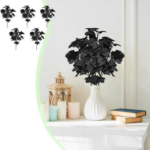 Boovnll Fall Flowers, 5Pcs Maple Leaves Artificial Flowers for Outdoors Indoor Fake Flowers for Thanksgiving Wedding Tables Centerpiece Party Decor, Fall Decorations for Home