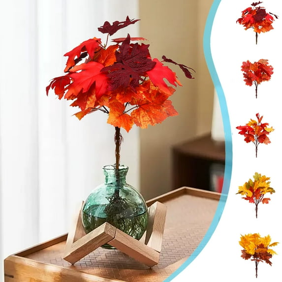 Boovnll Fall Flowers, Artificial Silk Maple Leaves Flowers for Indoor/Outdoors Fake Flowers for Thanksgiving Halloween Wedding Tables Centerpiece Party Decor, Fall Decorations for Home