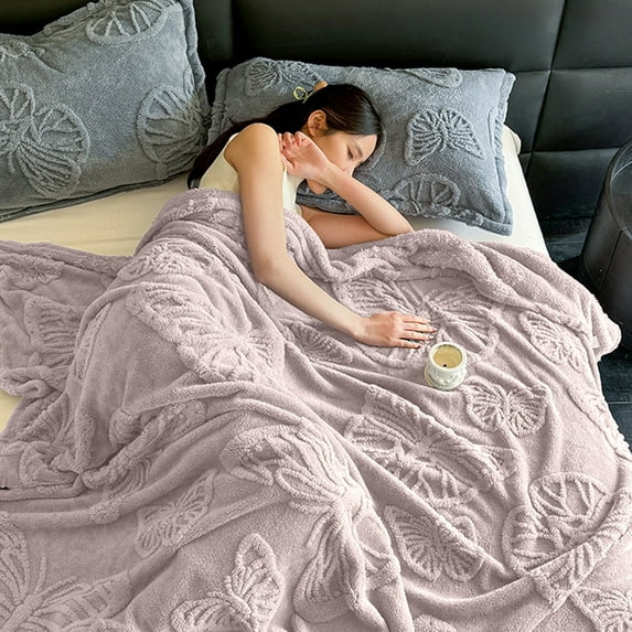 Boovnll Flannel Throw Blanket, Super Soft Cozy Fluffy Fuzzy Microfiber Fleece Blankets for All Seasons Home Office Couch Sofa, Blanket (60x80", Purple)