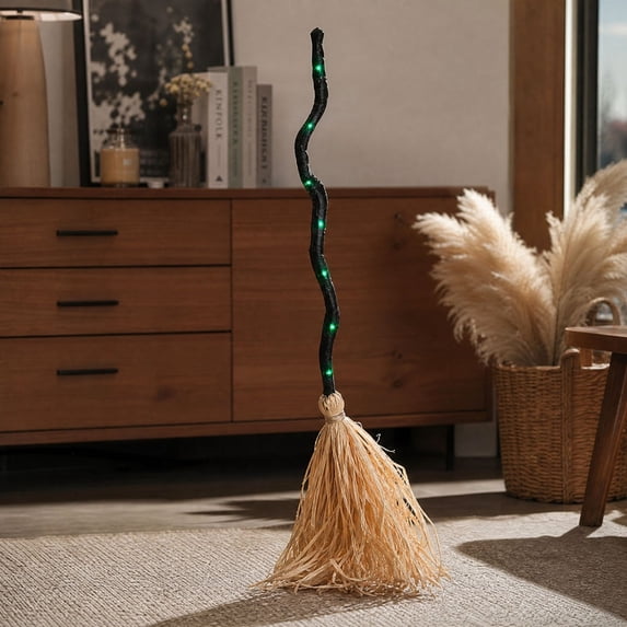 Boovnll Halloween Broom, 1 Pcs 32.28 Inch Animated Self Moving Witch Broom with Sound, Moving Halloween Decor for Porch Party