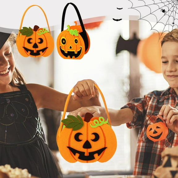 Boovnll Halloween Bucket Basket Bags, Felts Pumpkin Trick or Treat Bags, Halloween Candy Bags Treat Bags for Kids, Halloween Basket, Halloween Treat Bags, Halloween Bags