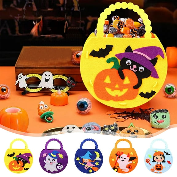 Boovnll Halloween Bucket Basket Bags, Felts Trick or Treat Bags, Halloween Candy Bags Treat Bags for Kids, Halloween Basket, Halloween Treat Bags, Halloween Bags