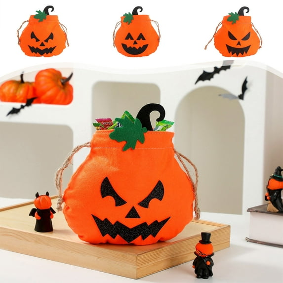Boovnll Halloween Bucket Basket Bags, Horror & Novelty Felts Pumpkin Trick or Treat Bags, Halloween Candy Bags Treat Bags for Kids, Halloween Basket, Halloween Treat Bags, Halloween Bags
