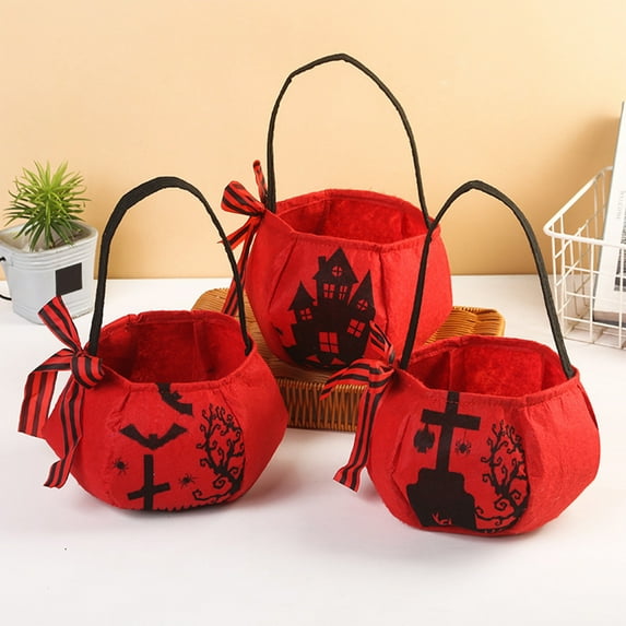 Boovnll Halloween Bucket Basket Bags, Horror & Novelty Felts Trick or Treat Bags, Halloween Candy Bags Treat Bags for Kids, Halloween Basket, Halloween Treat Bags, Halloween Bags