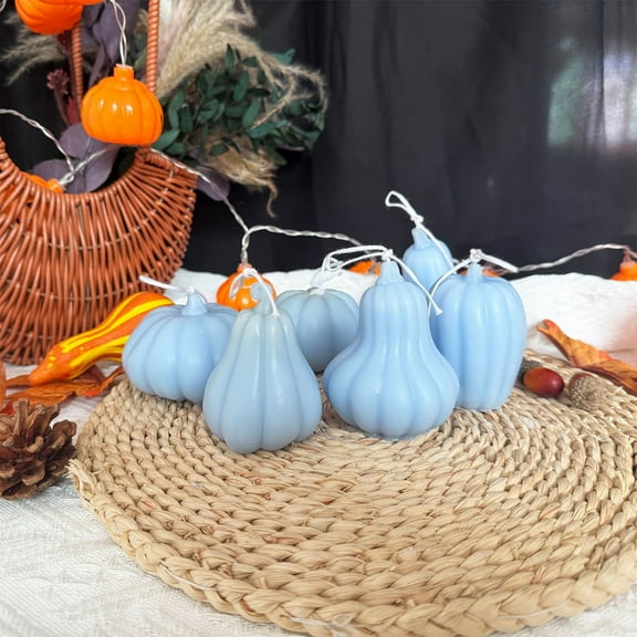 Boovnll Halloween Pumpkins, 6Pcs Artificial Hanging Pumpkins Halloween Fall Decoration Pumpkin Decor for Indoor Outdoor Home Thanksgiving Halloween Party Supplies, Halloween Decorations - Blue