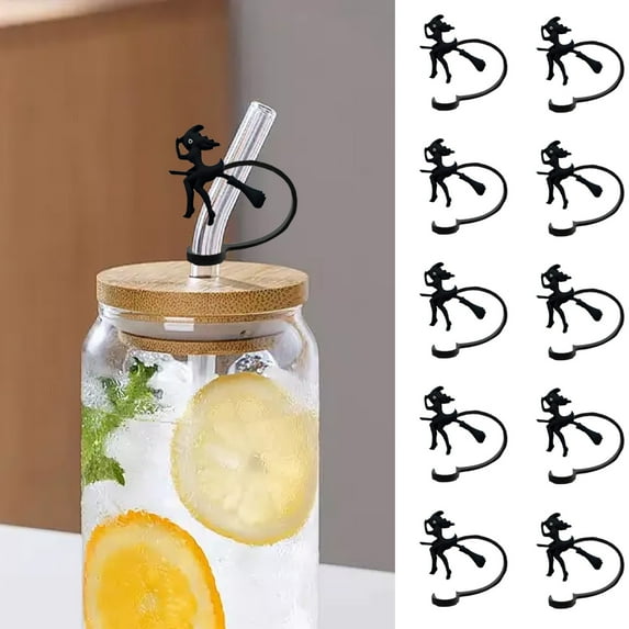 Boovnll Halloween Straw Toppers, 10Pcs 10mm Reusable Cute Pumpkin/Witch/Bats/Skull Straw Covers for Cup 40oz/30oz Tumbler Wedding Party Decor Supplies, Halloween Decorations Straw Toppers