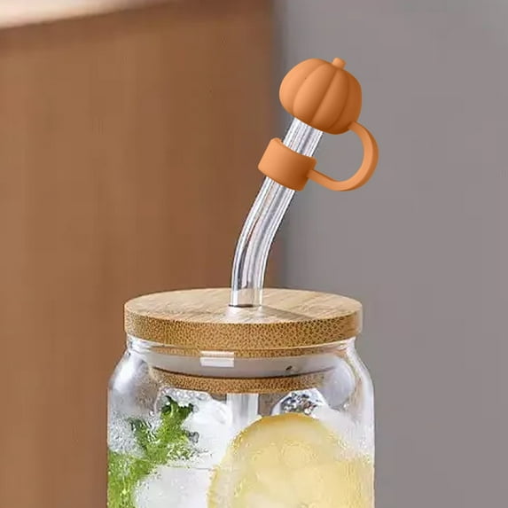 Boovnll Halloween Straw Toppers, 2Pcs 10mm Reusable Cute Pumpkin Straw Covers for Cup 40oz/30oz Tumbler Wedding Party Decor Supplies, Halloween Decorations Straw Toppers