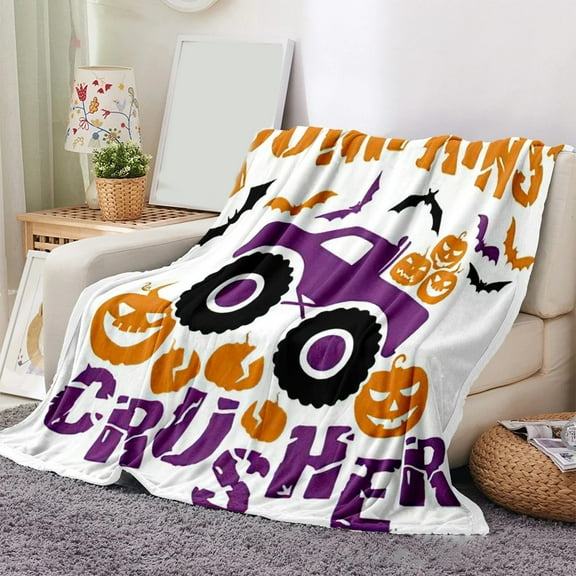 Boovnll Halloween Throw Blanket - 28x39" Super Cozy & Soft Pumpkin Printing Flannel Halloween Blanket Washable Microfiber for Halloween Bedroom, Living Room, Office, Sofa, Couch, Throw Blanket