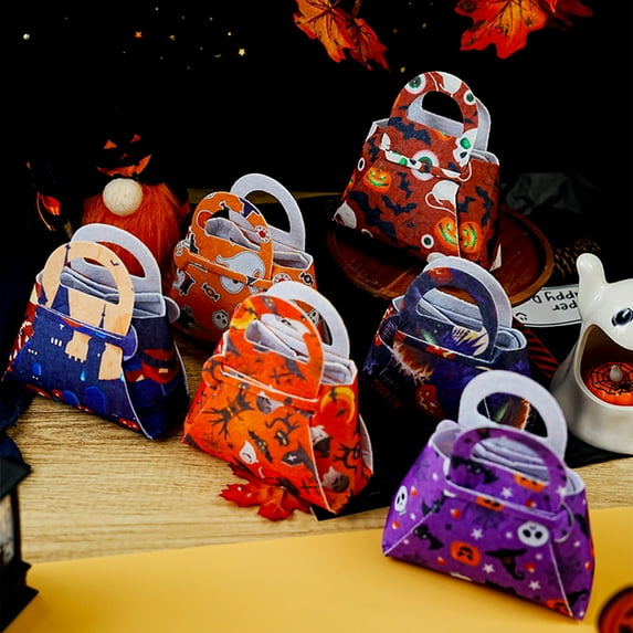 Boovnll Halloween Tote Bag, Reusable Printing Trick or Treat Bags, Halloween Candy Bags Treat Bags for Kids, Halloween Basket, Halloween Treat Bags, Halloween Bags