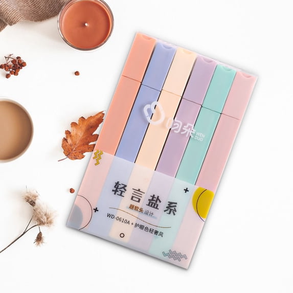 Boovnll Highlighters, 6Pcs Colorful Quickly Dry Highlighters Assorted Colors Easy to Hold Eye-Catching Markers for Home Office Supplies, Highlighter
