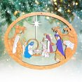 thumbnail image 1 of Boovnll Nativity Ornaments, Christmas Nativity Scene Ornaments Wooden Round Christmas Tree Decorations for Xmas Tree, Home, Office, Hanging Ornament, Religious Gifts, Christmas Decorations, 1 of 4