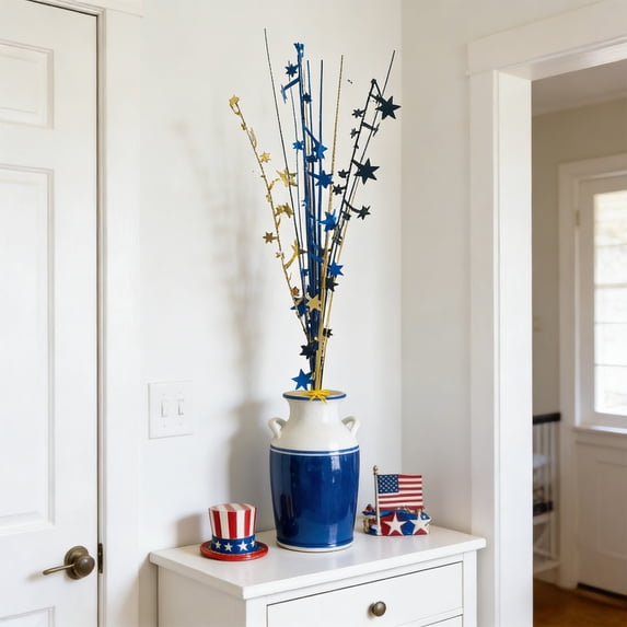 Boovnll Patriotic Berry Stems, Artificial White Blue Red Berry Stems 4th of July Table Decorations for Home, Dining Table Centerpiece Decor, 4th of July Decorations