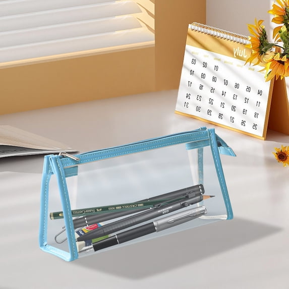 Boovnll Pencil Pouch, Portable Large Capacity Multifunction Clear Pencil Bag with Zipper for Home, Office Supplies Storage, Pencil Case (with Sharpener)