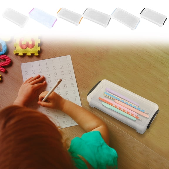 Boovnll Plastic Pencil Box - Large Capacity Stackable Clear Snap-Tight Lid Pencil Box for Pencil Markers - Storage Box for Home, Office Supplies, Pencil Case