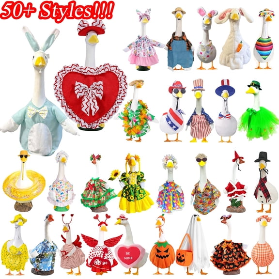 Boovnll Porch Goose Outfits, All Seasons Holiday Halloween, Thanksgiving, Christmas, St. Patrick's Day, Easter, 4th of July Goose Outfits for Patio Yard Garden Decor, Porch Goose Decorations