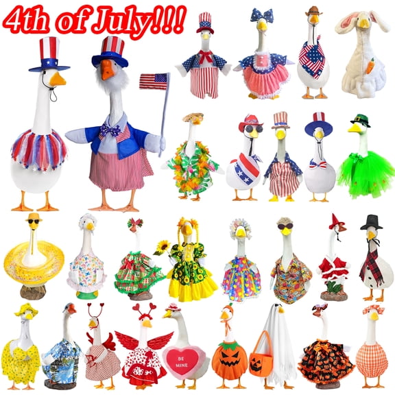 Boovnll Porch Goose Outfits, All Seasons Holiday Halloween, Thanksgiving, Christmas, St. Patrick's Day, Easter, 4th of July Goose Outfits for Patio Yard Garden Decor, Porch Goose Decorations