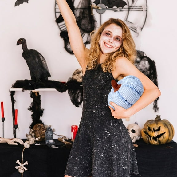 Boovnll Pumpkin Pillow, Fall Artificial Pumpkin Decor 7" Throw Pillows Pumpkin Pillows for Bedroom Sofa Couch Thanksgiving Halloween Fall Decor, Fall Decorations for Home