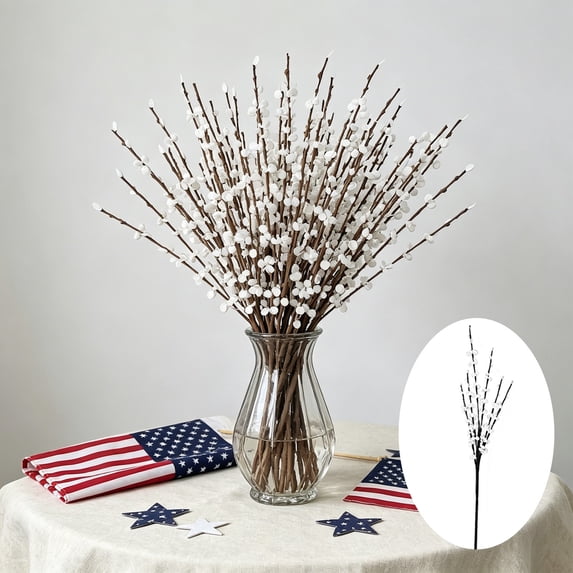Boovnll Red White Blue Flowers 3Pcs 4th of July Artificial Flowers Table Decorations for Home Memorial Day Dining Table Centerpiece Decor, 4th of July Decorations