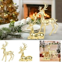 Boovnll Reindeer Christmas Decor, Glitter Reindeers Figurines Xmas Reindeer for Holiday Indoor Tabletop Decor, Christmas Decorations, Gold
