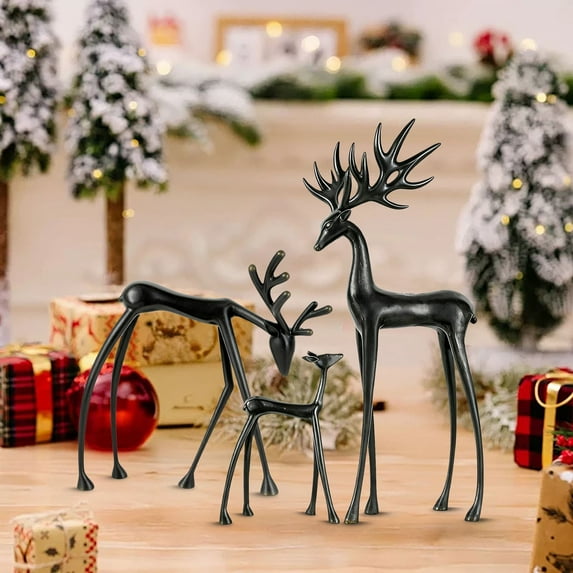 Boovnll Reindeer Christmas Decor, Reindeers Figurines Xmas Reindeer for Holiday Indoor Tabletop Decor, Christmas Decorations, Black