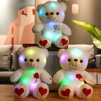 Boovnll Teddy Bear, 10" Cute Soft Plush Bear Cuddly Plushies Stuffed Bear with Lights for Kids Girls Boys Educational Learning, Bedtime Gifts, Stuffed Animals