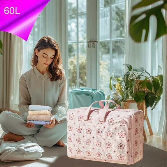 Boovnll Travel Bag, 50L Large Capacity Storage Bags with Reinforced Handles & Zipper Duffle Bag for Travel Comforters, Blankets, Clothes Organizer, Storage and Organization
