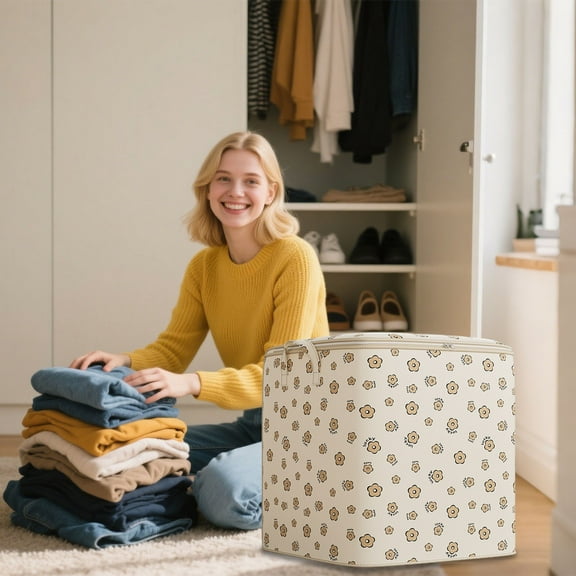 Boovnll Travel Bag, 80L Large Capacity Storage Bags with Reinforced Handles & Zipper Duffle Bag for Travel Comforters, Blankets, Clothes Organizer, Storage and Organization