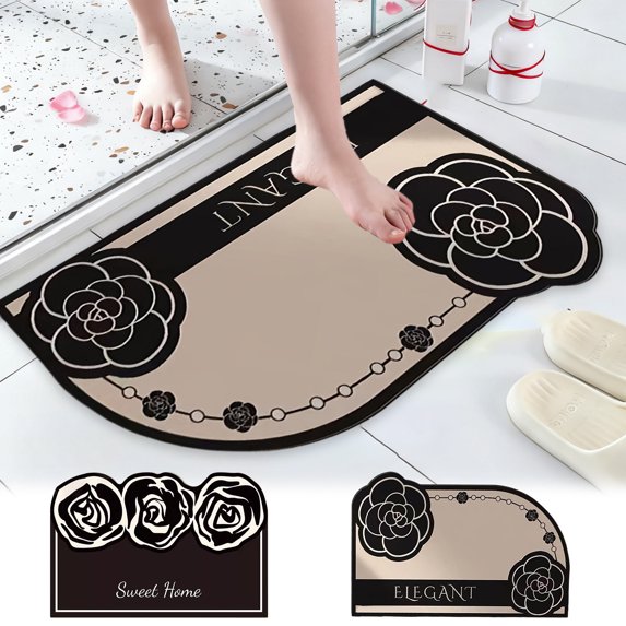 Boovnll Valentines Rug, Flower Diatom Mud Non-Slip Catch Mud Valentines Day Door Mat for Indoor Outdoor Home Entrance Kitchen Decor, Valentines Day Decorations, 16" x 24"