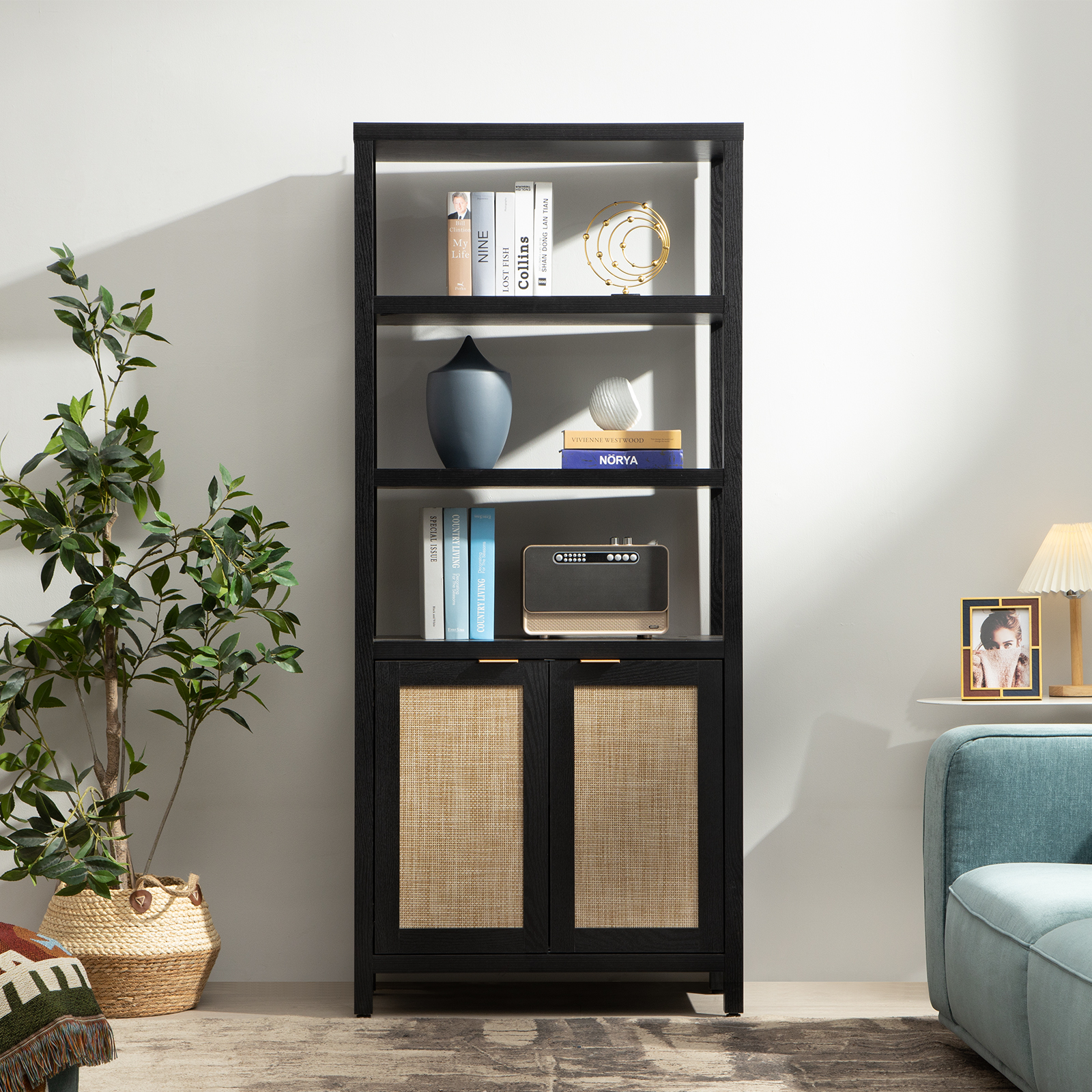 Vineego Wood Bookcase Tall Book Shelves 5 Display storage Organization