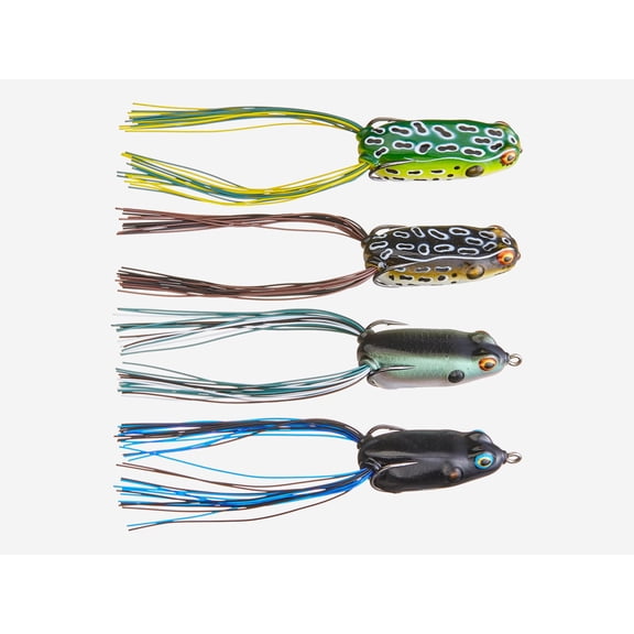 Booyah Frog 4 Pack Kit Assorted with Razor Sharp Hooks for Versatile Fishing