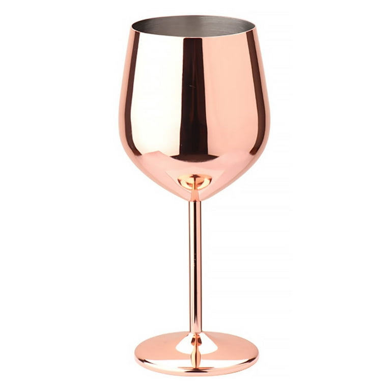 Stainless Steel Wine Glass 500ml Single-layer Unbreakable Stemmed Cocktail  Goblet, Copper Plating