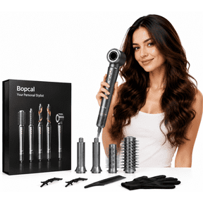 Bopcal 5 in 1 Hair Styler Brush for Women, Bopcal Ion High-Speed Hair Dryer, Fast Drying, Curling,Volumize, Straighten, Multi-function Hair Styling Tool, Gray