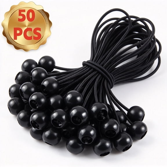 Youersen 50-pack Ball Bungee Cords-Heavy Duty-6-inch-Weather Resistant-Multi-Purpose Tie Down Straps
