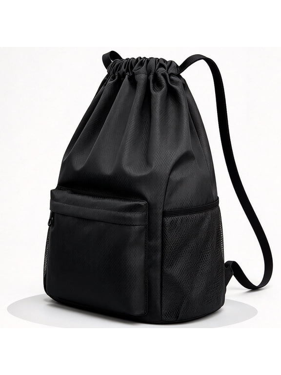 Drawing Sport Backpack with Shoes Compartment for Adult Swimming, Basketball, Gym, Black Unisex