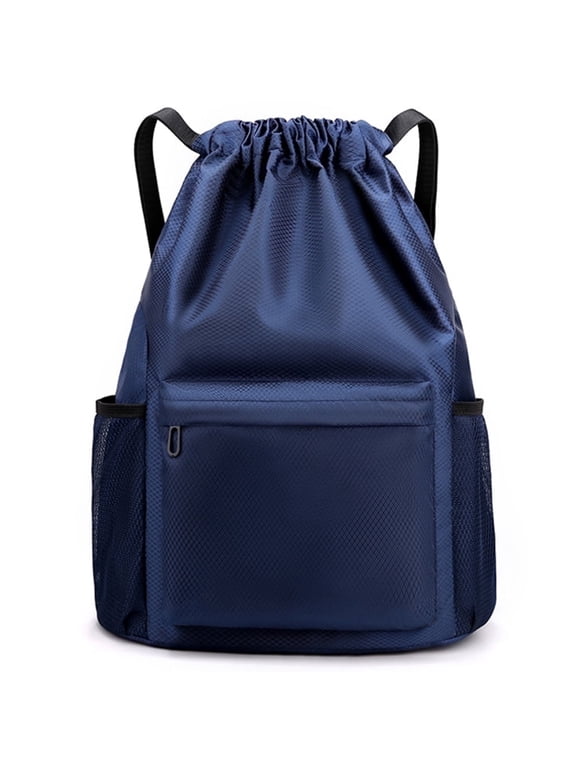 Drawing Sport Backpack with Shoes Compartment for Adult Swimming, Basketball, Gym, Navy Unisex