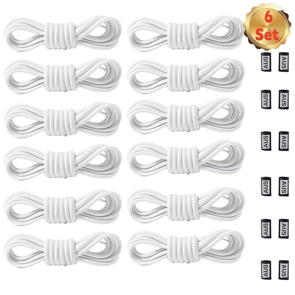 Youersen Elastic Shoe Laces, No-Tie Lacing System for Shoes, Perfect for Sneakers, 6 Pack White