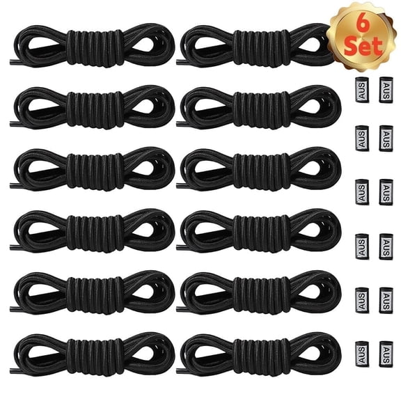 Bopika Elastic Shoe Laces, No-Tie Lacing System for Shoes, Perfect for Sneakers, Black 6 Pack