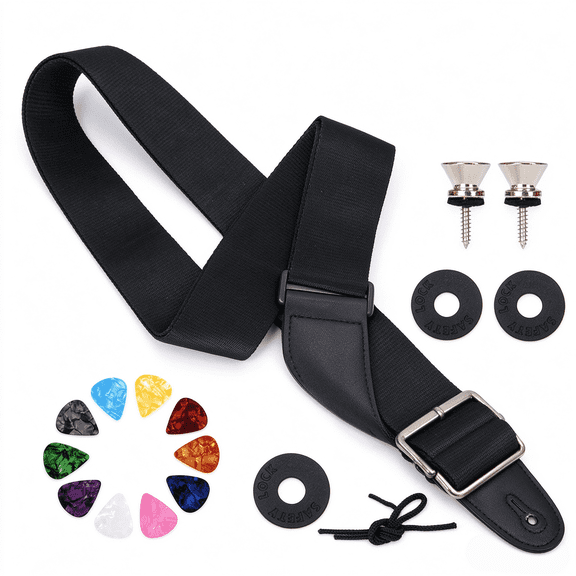 Youersen Guitar Strap Set for Acoustic and Electric Guitars, Bass with Guitar Picks Holder Ends