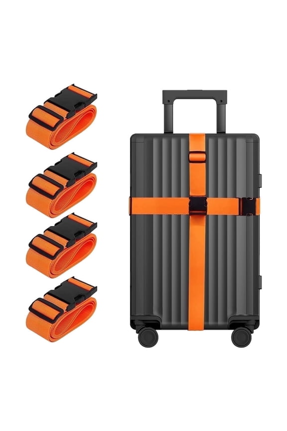 Luggage Straps for Suitcases, Travel Belts, Essential Luggage Accessories, Yellow, 4-Pack