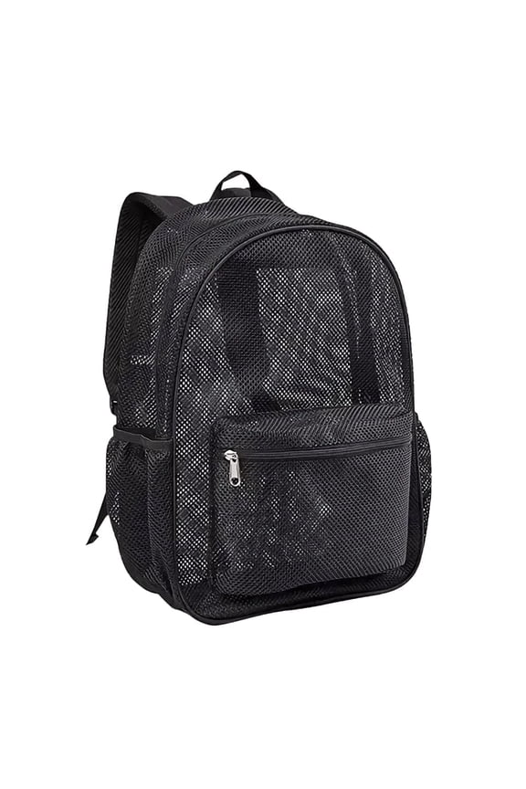 Mesh Backpack, Clear Mesh Bag with Padded Straps for Swimming & Outdoor Sports, Black