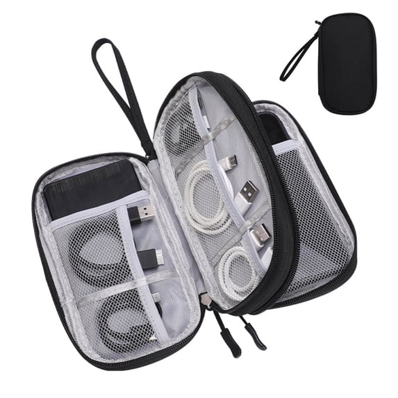 Youersen Travel Cable Organizer Pouch for Electronic Accessories, Portable Waterproof, Black