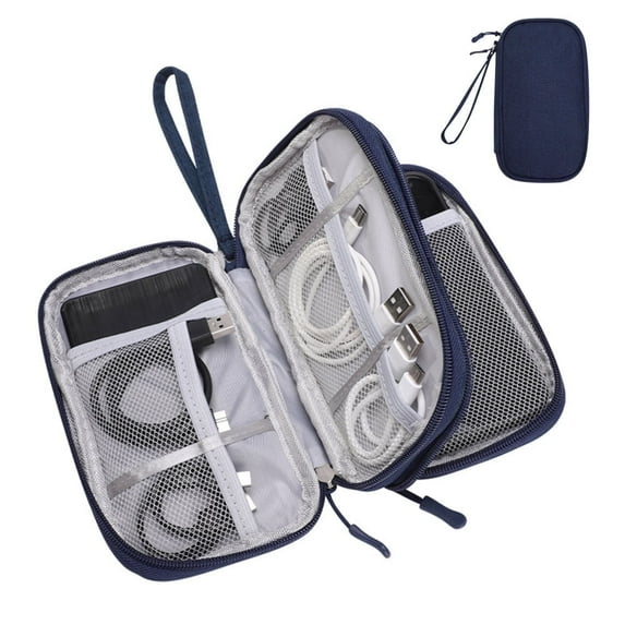 Bopika Travel Cable Organizer Pouch for Electronic Accessories, Portable Waterproof, Navy