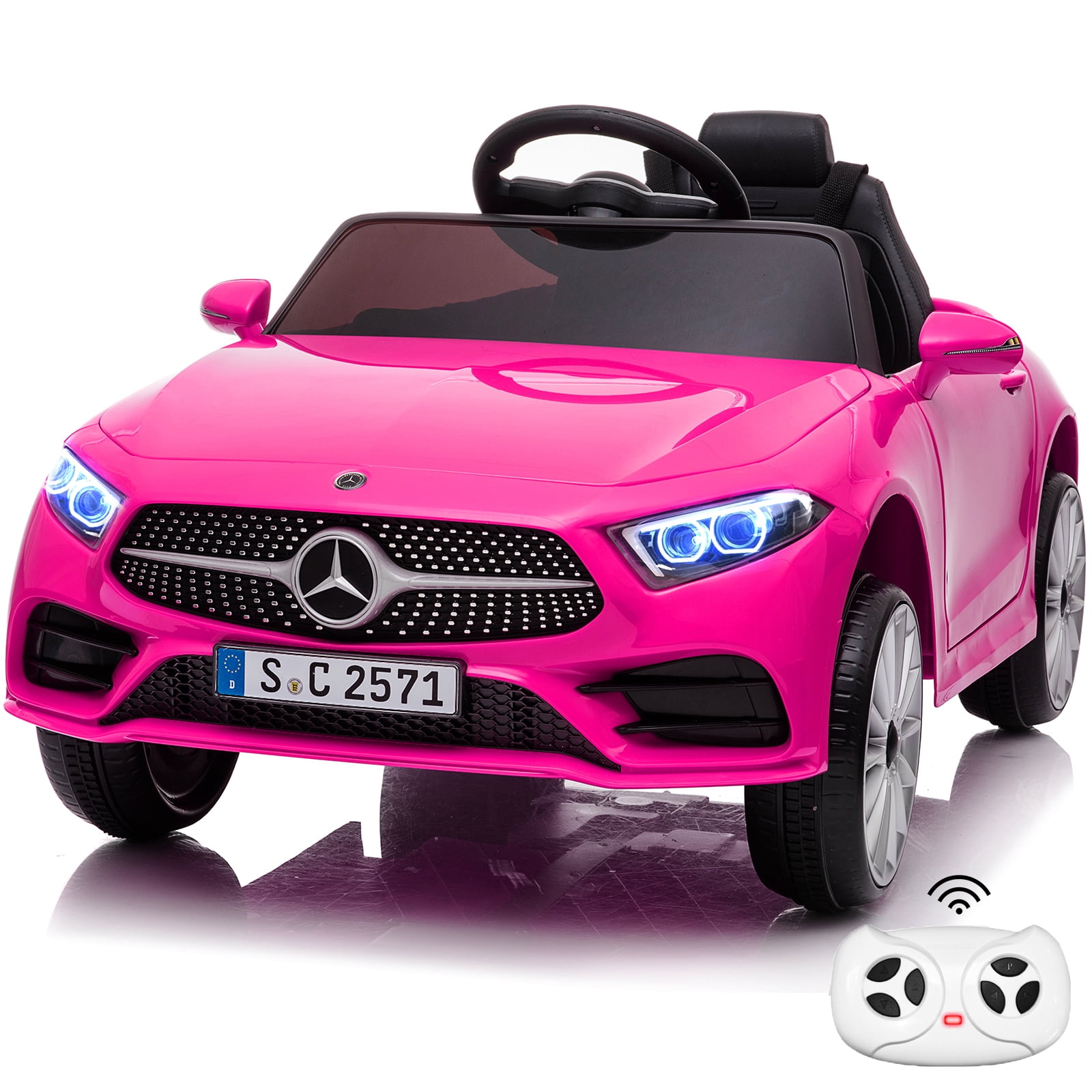 Bopilon Kids Electric Ride on Car with Remote Control, 12V Licensed Mercedes Benz Kids Car Battery Powered Electric Vehicles Toy Car, Adjustable Speed, Safety Belt, Music&LED Light(Pink)